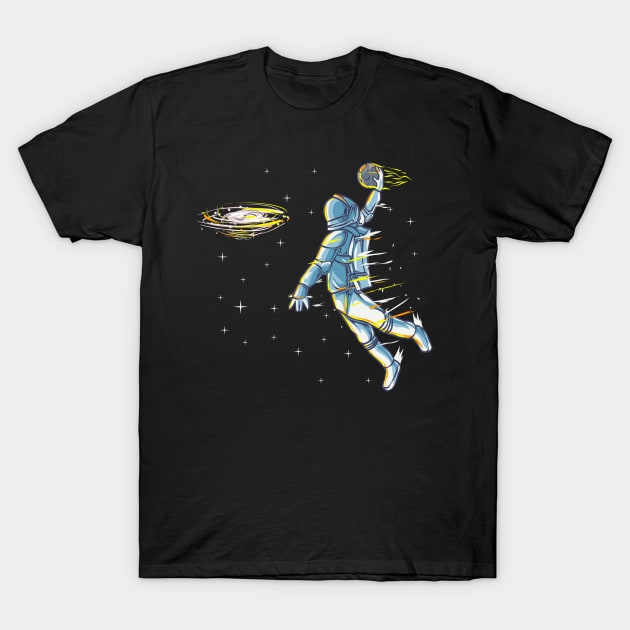 Astronaut Space Basketball Slam Dunk T-Shirt by E